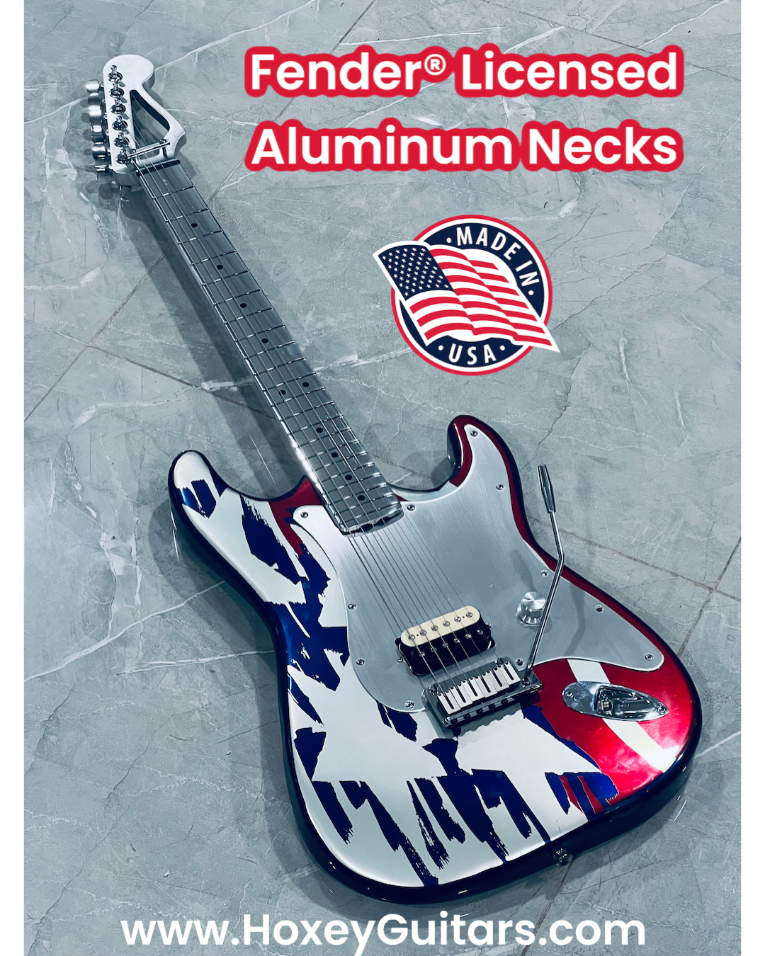 IN-STOCK: Satin & Polished Finish-Chambered Aluminum Stratocaster® Replacement Neck w/Stainless Steel Frets