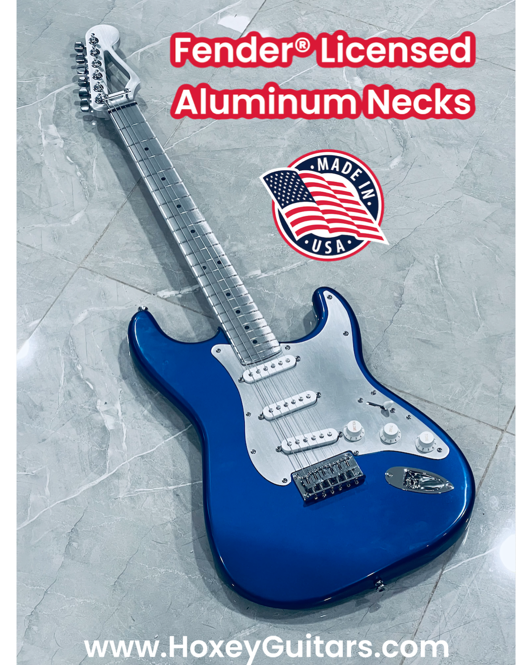 IN-STOCK: T1-Satin Finish-Solid Aluminum Stratocaster® Replacement Neck w/Nickel Frets