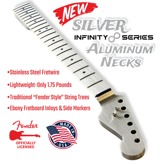 *NEW* Fender® Licensed Aluminum Guitar Neck Silver -Infinity ♾️ Series-