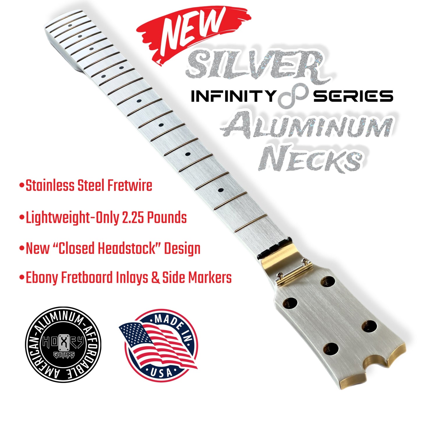 *NEW* Hoxey Aluminum Bass Neck Silver -Infinity ♾️ Series-